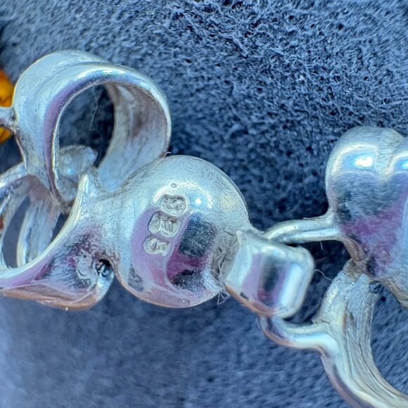 VTG Sterling Silver 925 Amber Interlocking Station Bracelet Size 7.5" Length - Picture 7 of 12